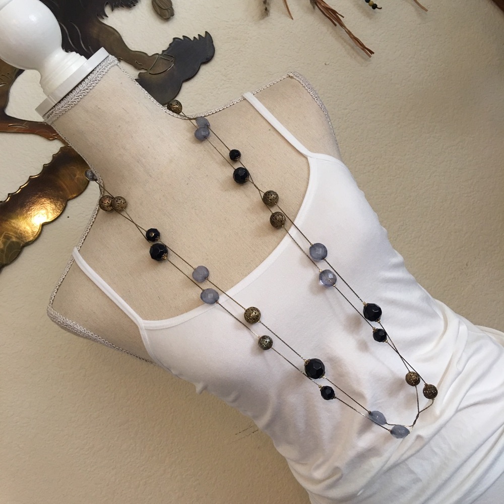 Premier Designs long box chain & bead necklace